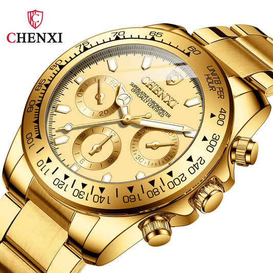 Relógio Chenxi CX-086A — Gold Chrono Pro