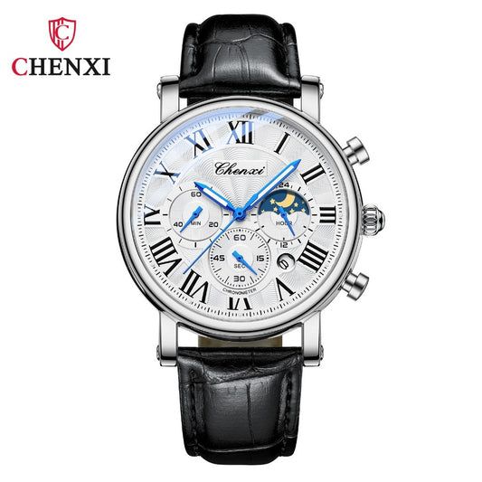 Relógio Cronógrafo De Fases Da Lua Chenxi Cx-973