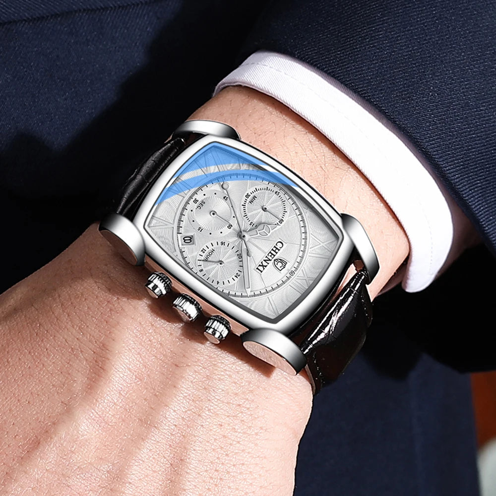 Relógio Masculino Chenxi 909 – Square Chronograph Leather