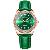 Relógio Feminino Chenxi 385 – Emerald Crystal Elegance