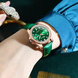 Relógio Feminino Chenxi 385 – Emerald Crystal Elegance