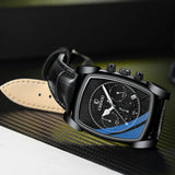 Relógio Masculino Chenxi 909 – Square Chronograph Leather