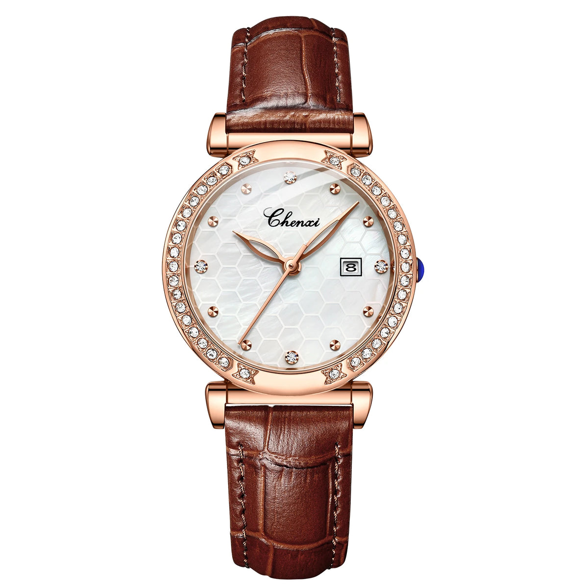 Relógio Feminino Chenxi 313 – Slim Crystal Elegance Calendar