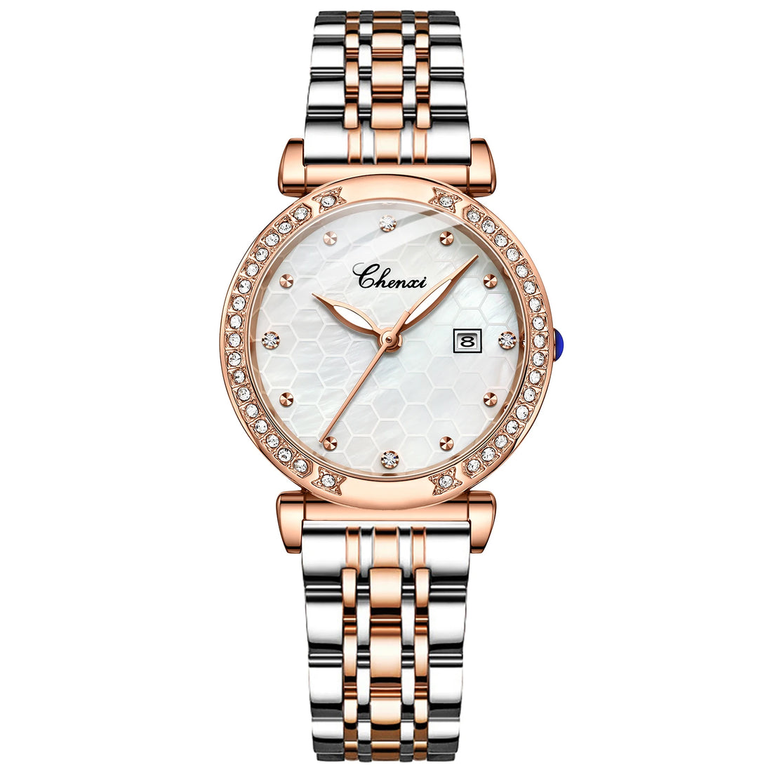 Relógio Feminino Chenxi 313 – Slim Crystal Elegance Calendar