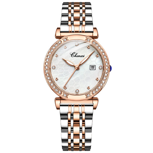 Relógio Feminino Chenxi 313 – Slim Crystal Elegance Calendar