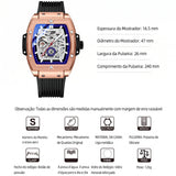 Relógio Masculino Chenxi 8851 – Tonneau Skeleton Automatic