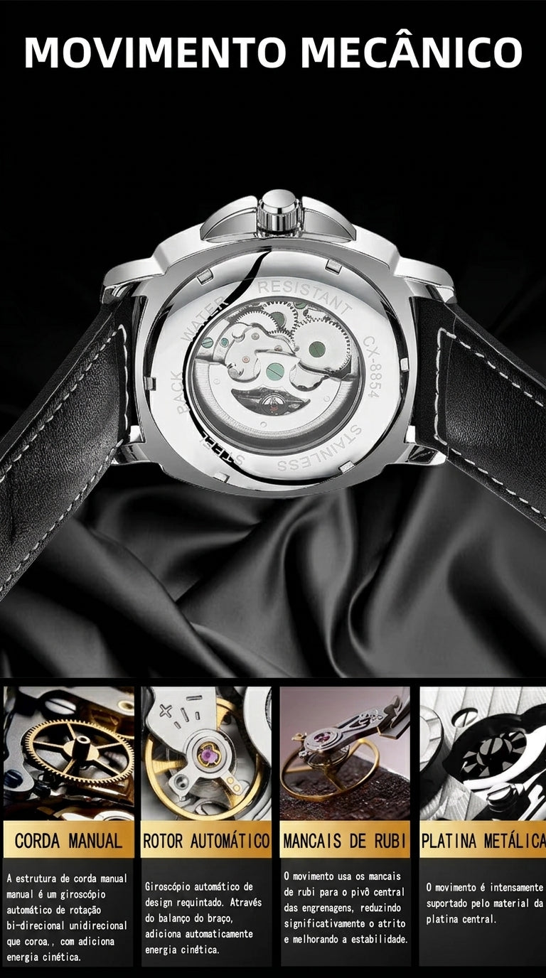 Relógios Chenxi 88542 — Skeleton Heritage Leather Automatic