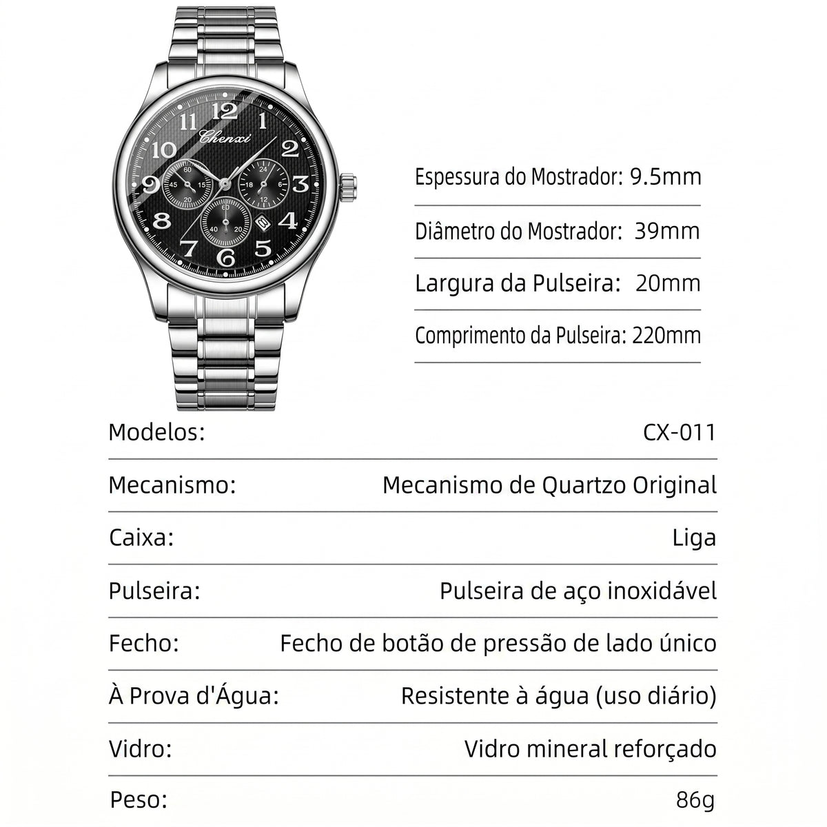 Relógio Masculino Chenxi 011 – Heritage Legacy Dress Quartz