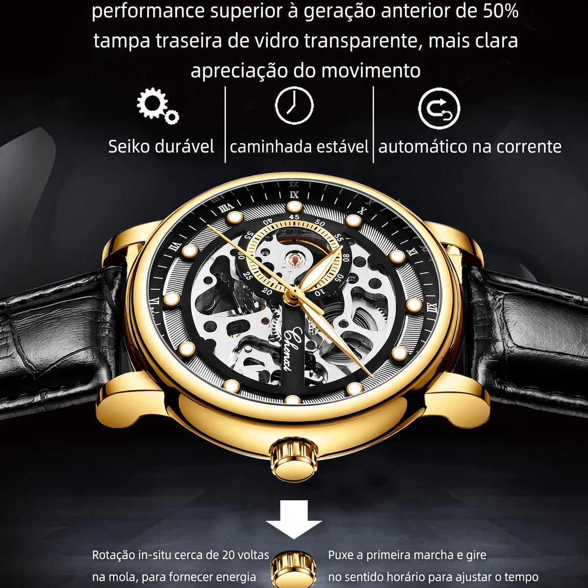 Relógio Masculino Chenxi 8843 – Skeleton Tourbillon Mechanical