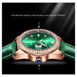 Relógio Feminino Chenxi 385 – Emerald Crystal Elegance