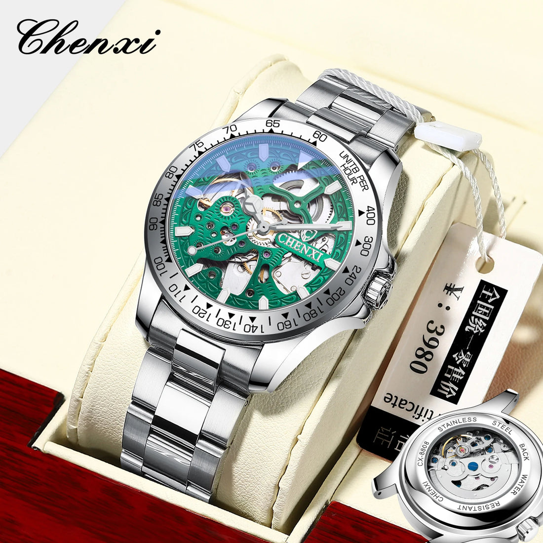 Relógio Chenxi 8808 — Imperial Diver Skeleton Automatic