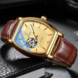 Relógio Masculino Chenxi 8815 – Tonneau Gold Automatic Open Heart