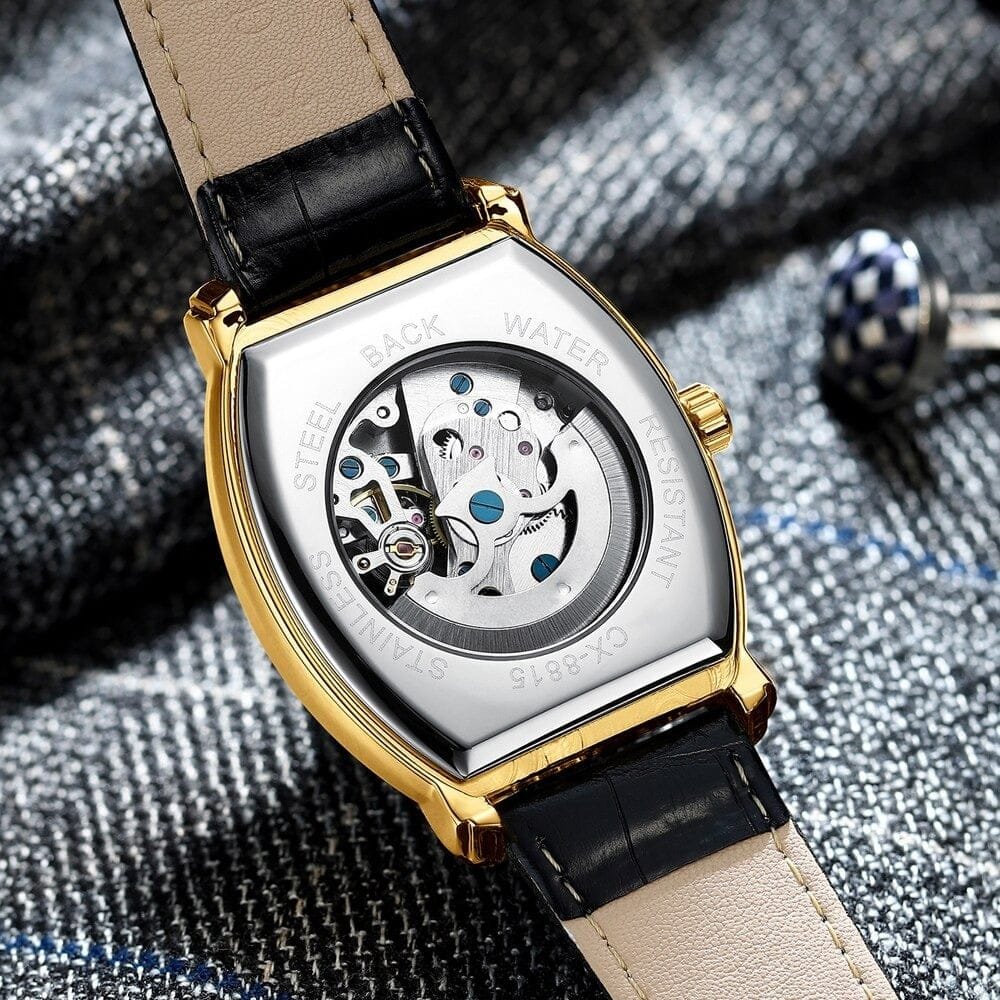 Relógio Masculino Chenxi 8815 – Tonneau Gold Automatic Open Heart