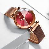 Relógio Feminino Chenxi 309 – Prism Cut Mesh Rose Gold