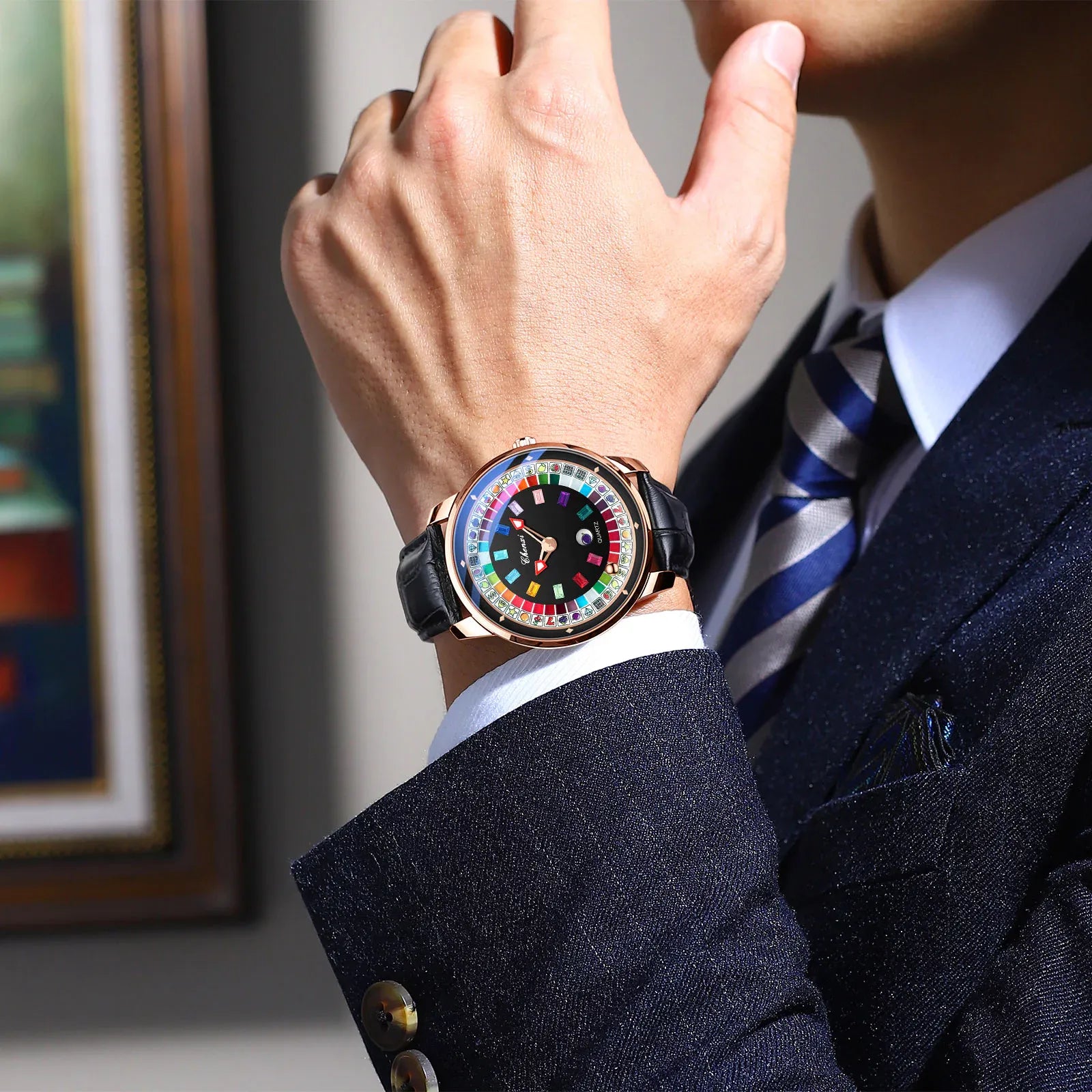 Relógio Masculino Chenxi 6362 – Casino Roulette Rainbow
