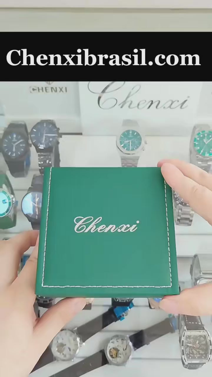 Relógio Feminino Chenxi 385 – Emerald Crystal Elegance