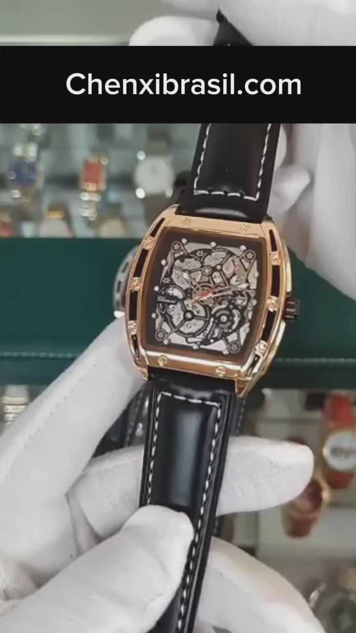 Relógio Masculino Chenxi 8265 – Skeleton Tonneau